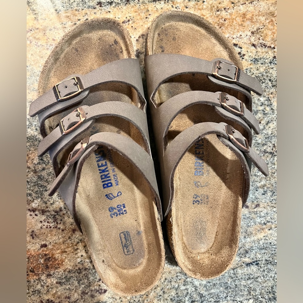 Birkenstock triple strap size 39 (size 8) soft footbed.